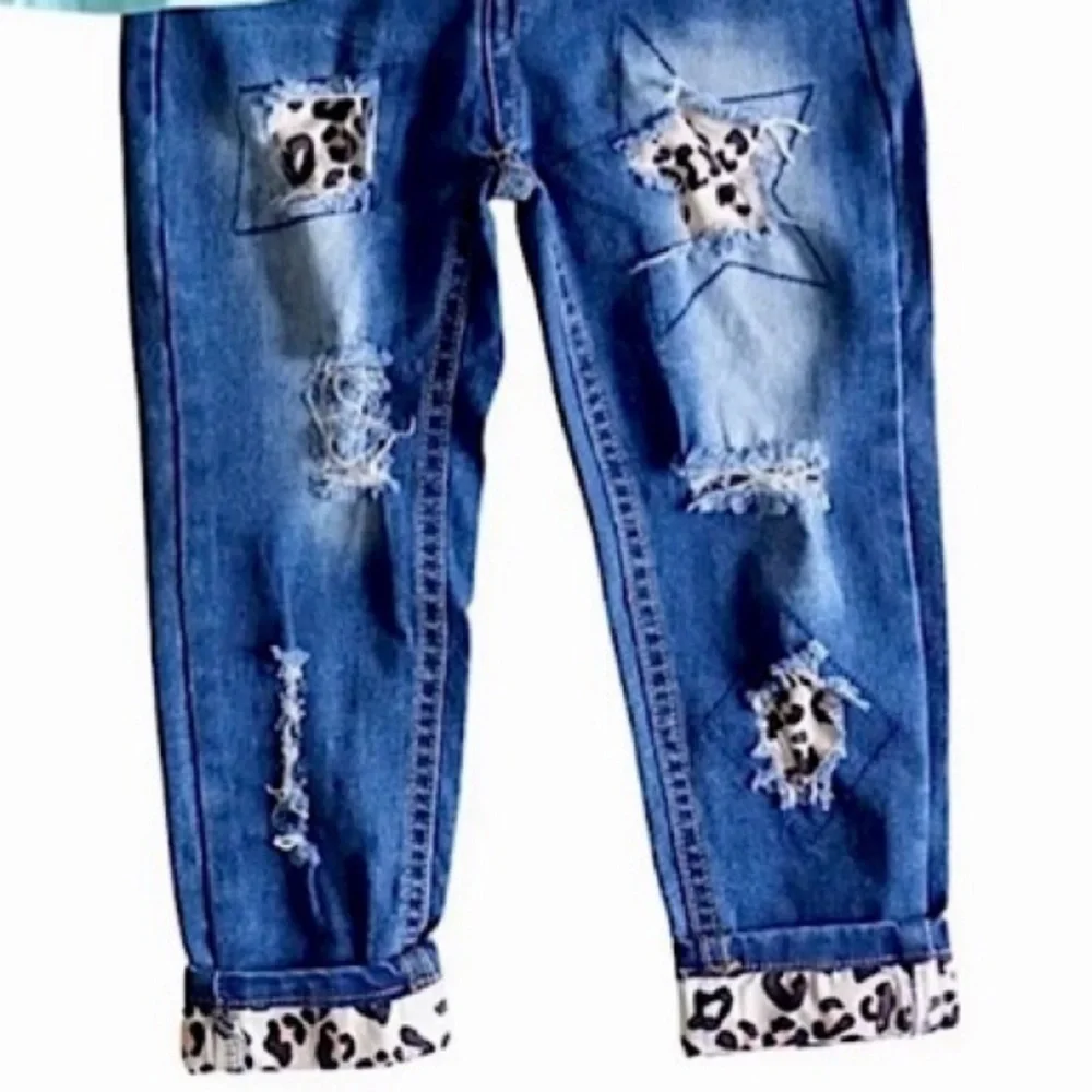 Girls Thanksgiving 2 piece set with jeans and long sleeve top pumpkin fall NWT - Picture 3 of 13